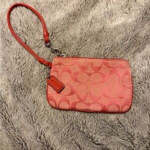 Pink Coach Signature Wristlet